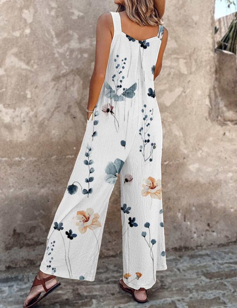 Women's Summer Jumpsuit | Floral Print & Wide Leg
