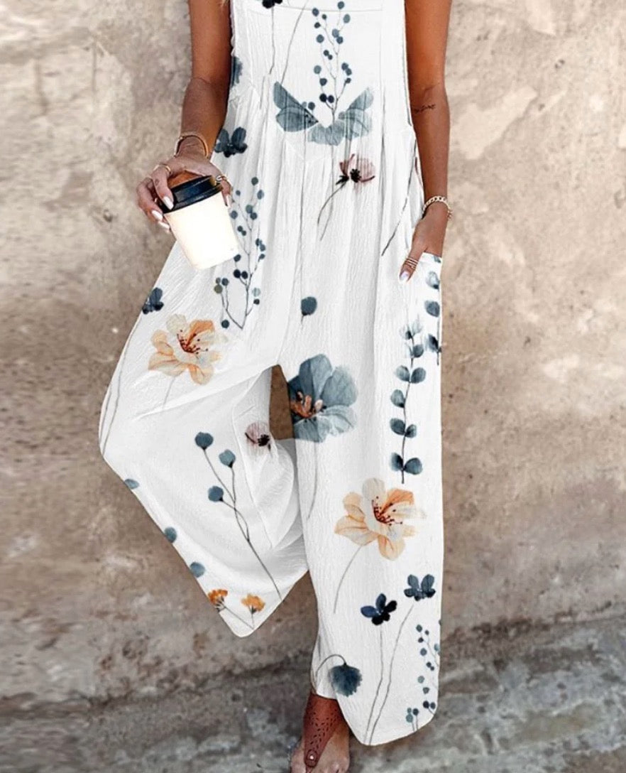 Women's Summer Jumpsuit | Floral Print & Wide Leg