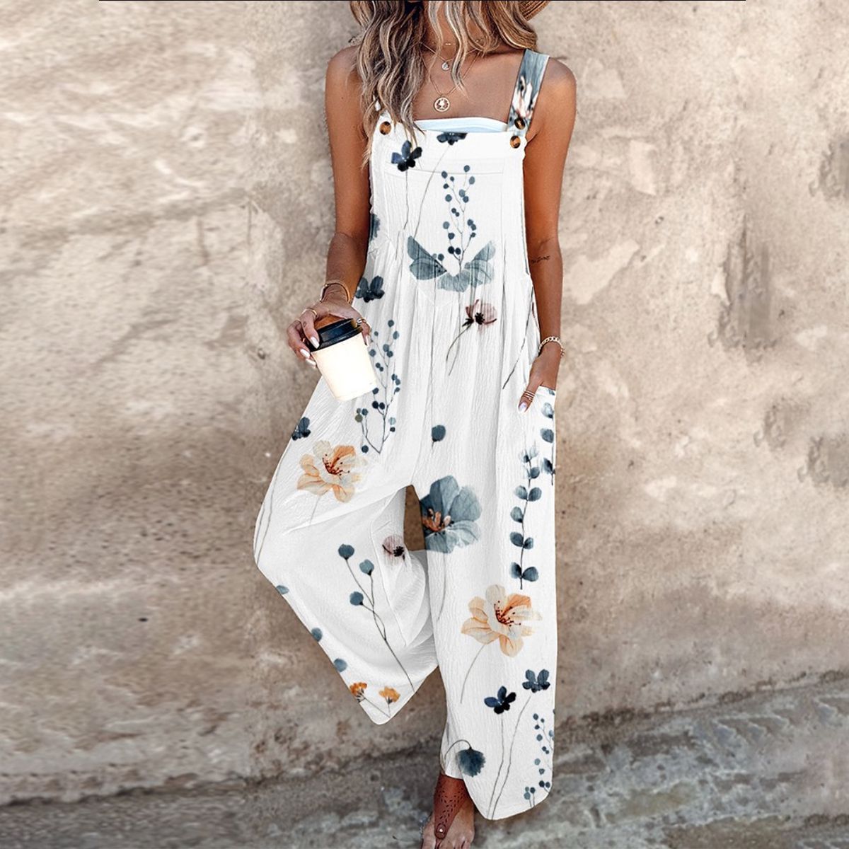 Women's Summer Jumpsuit | Floral Print & Wide Leg