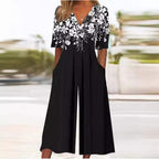 Women's Summer Jumpsuit | V-Neck Wide Leg Design