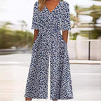 Women's Summer Jumpsuit | V-Neck Wide Leg Design