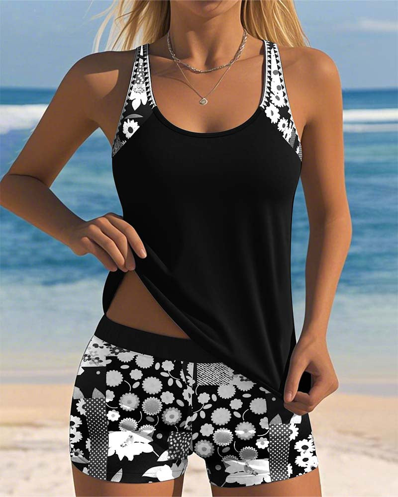 Women's Tankini | Floral Print Two Piece Swimsuit & Beach Swim Set