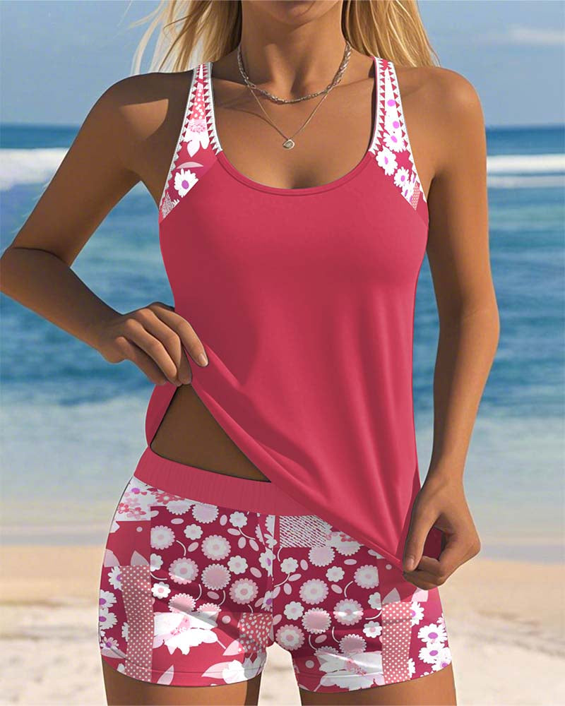 Women's Tankini | Floral Print Two Piece Swimsuit & Beach Swim Set