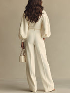 Women's Two Piece Set | Crew Neck & High-Waisted