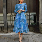 Women's Wedding Guest Midi Dress | Floral Print & Puff Sleeve