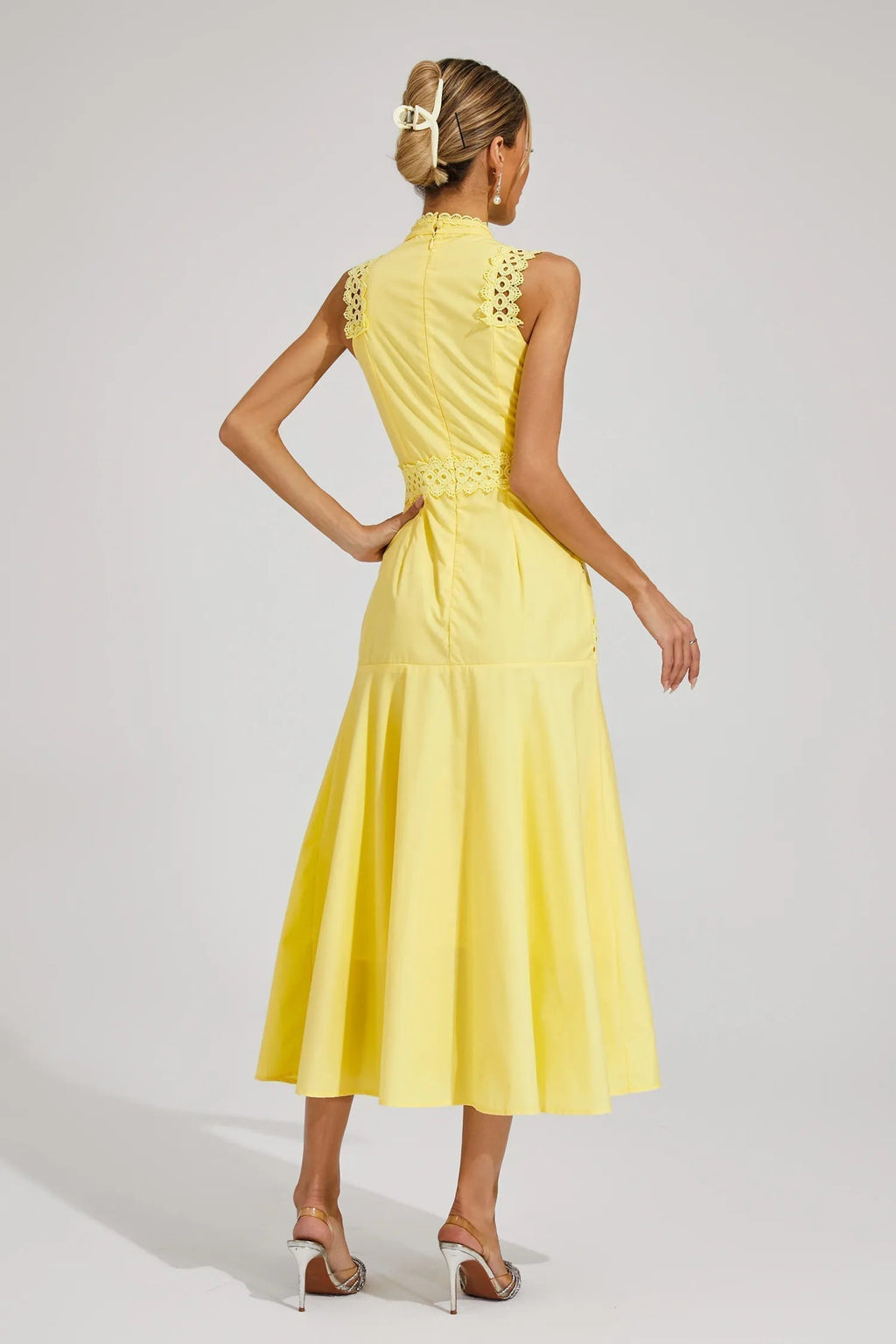 Women's Wedding Guest Midi Dress | Lace Trim & A-Line Skirt