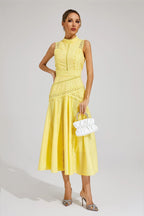 Women's Wedding Guest Midi Dress | Lace Trim & A-Line Skirt
