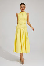 Women's Wedding Guest Midi Dress | Lace Trim & A-Line Skirt