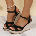 Women's Wedge Sandals | Cross Strap & Espadrille Sole
