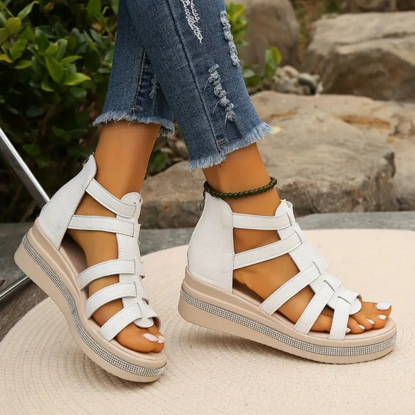 Women's Wedge Sandals | Gladiator Platform & Diamanté Trim
