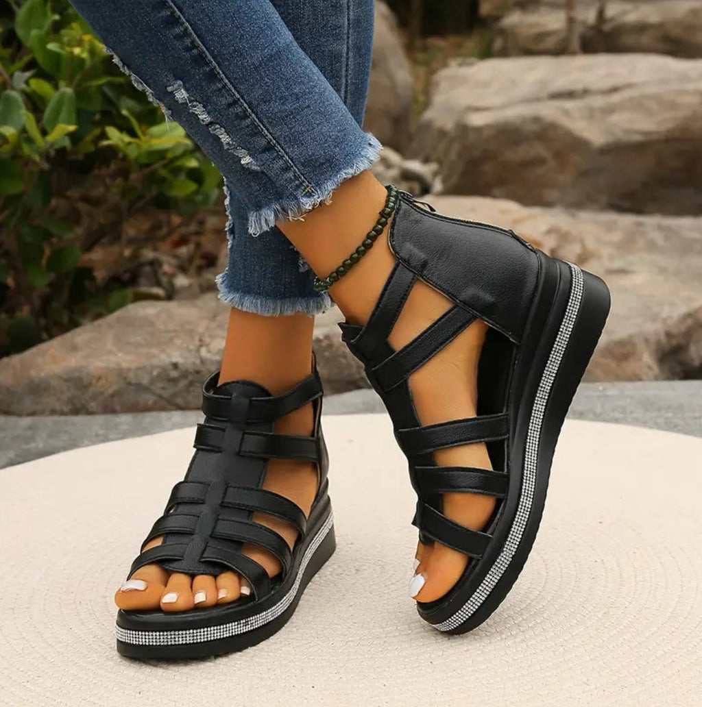 Women's Wedge Sandals | Gladiator Platform & Diamanté Trim