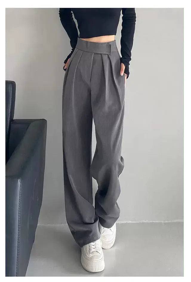 High Waist Wide Leg Suit Tailored Trousers 7