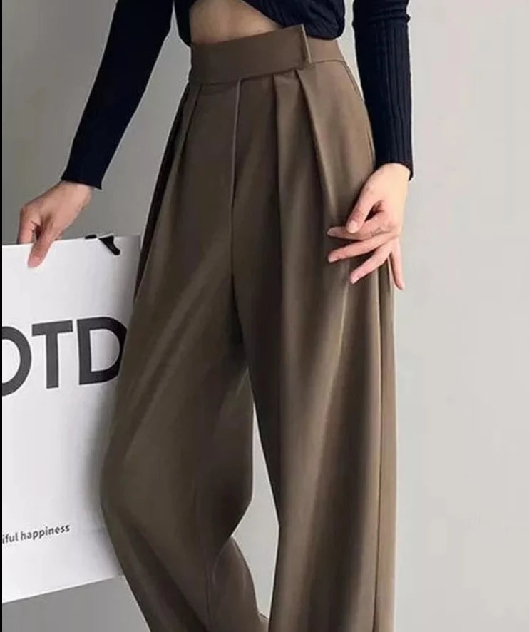 High Waist Wide Leg Suit Tailored Trousers 2