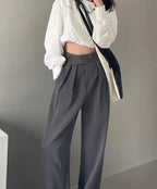 High Waist Wide Leg Suit Tailored Trousers 5