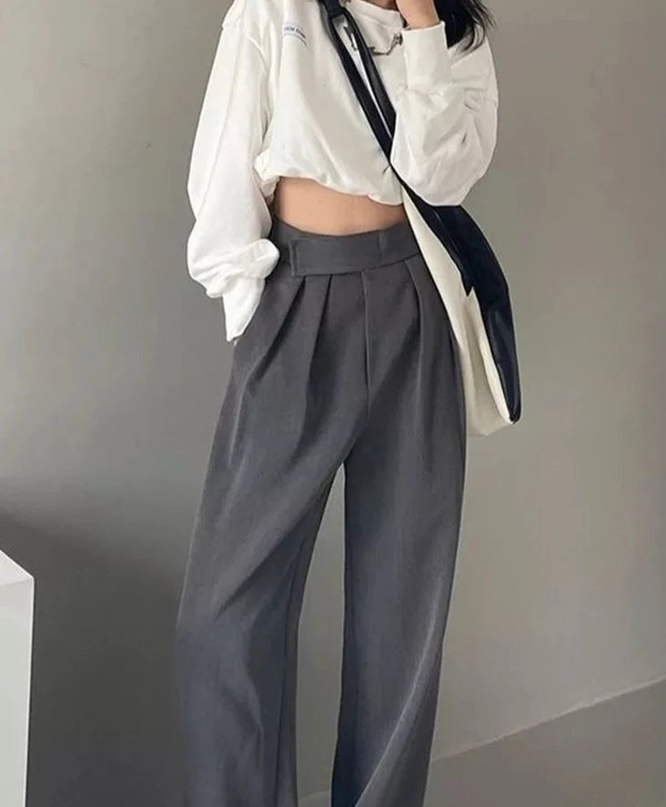 High Waist Wide Leg Suit Tailored Trousers 5