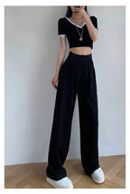 High Waist Wide Leg Suit Tailored Trousers 0
