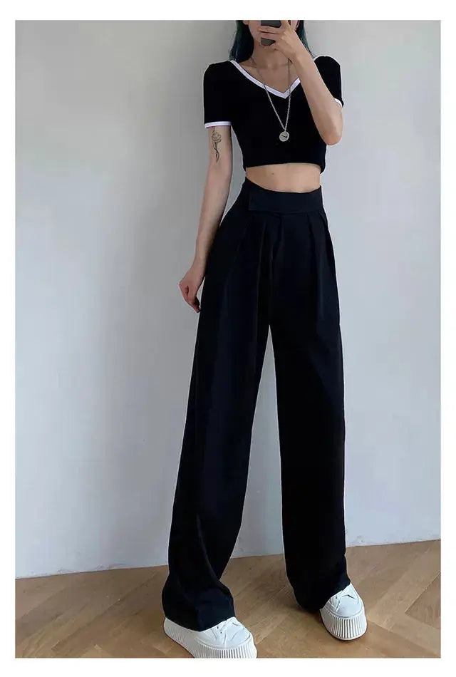 Women's Wide Leg Trousers | High Waist Tailored Suit Pleat