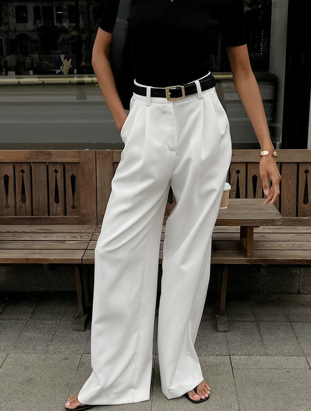 Women's Wide Leg Trousers | Pleated High Waist & Front Crease