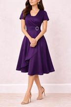 Women's Wrap Midi Dress | Asymmetric Hem & Embellished Waist