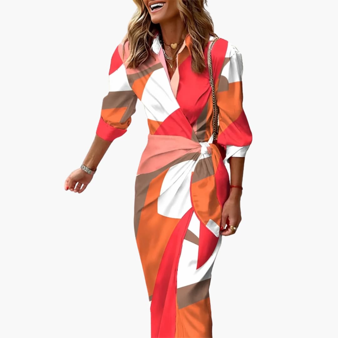 Wrap Maxi Dress Women's | Bold Striped Print & Belted Waist