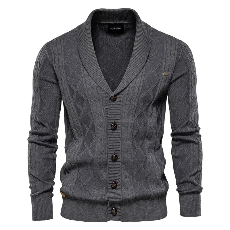 Men's Knit Cardigan | Shawl Collar & Tailored Fit 2