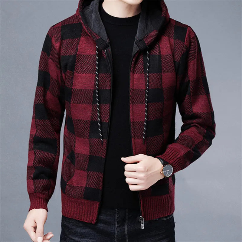Men's Checkered Zip Hoodie | Warm Lining & Adjustable Hood 2