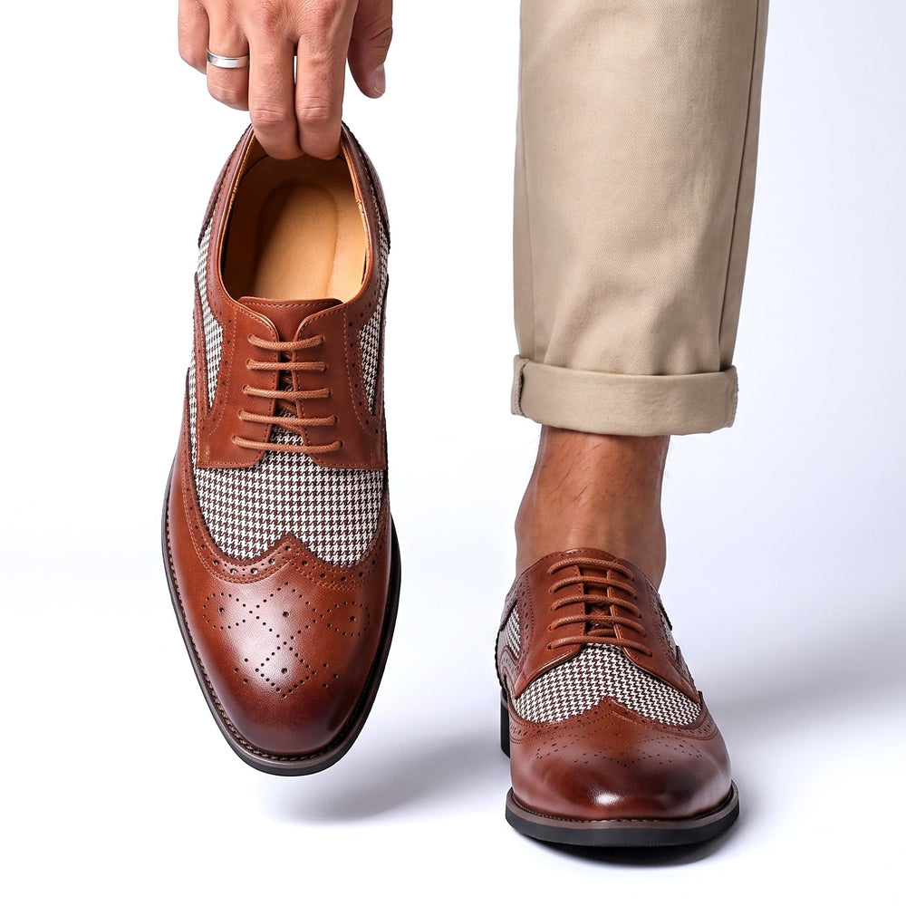 Men's Oxford Brogue Shoes Textured Dress Footwear Cushioned Insole 2
