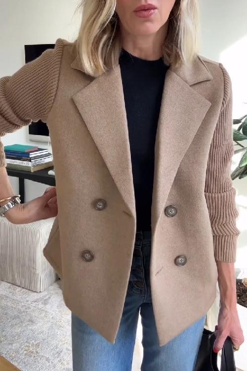 Women's Double-Breasted Blazer Notch Lapel Tailored Jacket 2