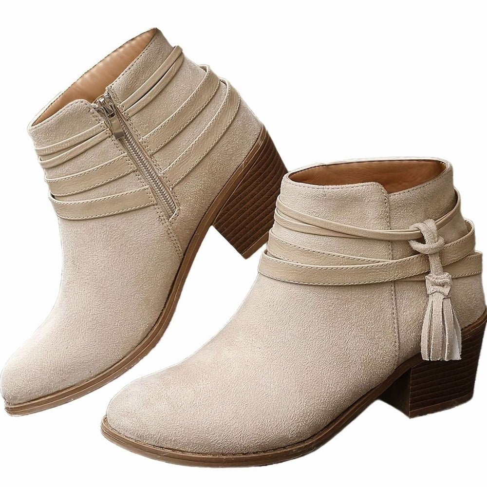 Women's Ankle Boots | Block Heel & Tassel Detail 2