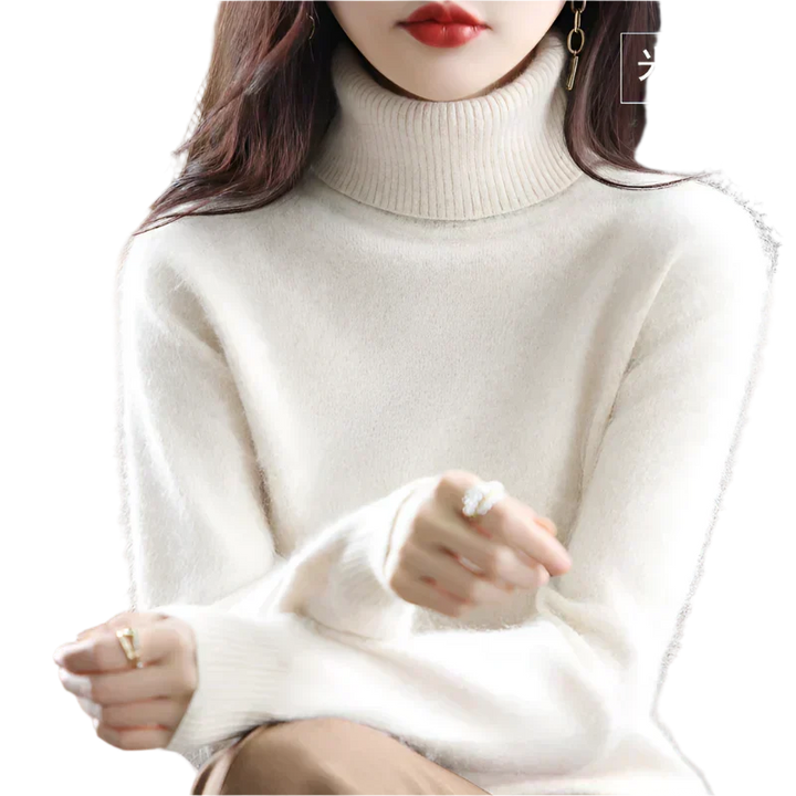 AuroraWeave 100% Cashmere Turtleneck For Women Autumn Knit