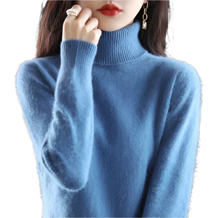 AuroraWeave 100% Cashmere Turtleneck For Women Autumn Knit