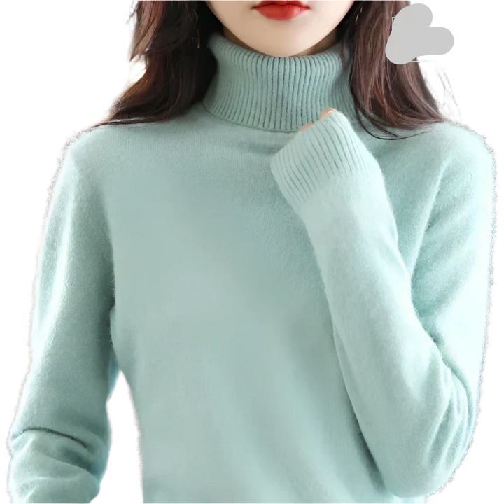 AuroraWeave 100% Cashmere Turtleneck For Women Autumn Knit