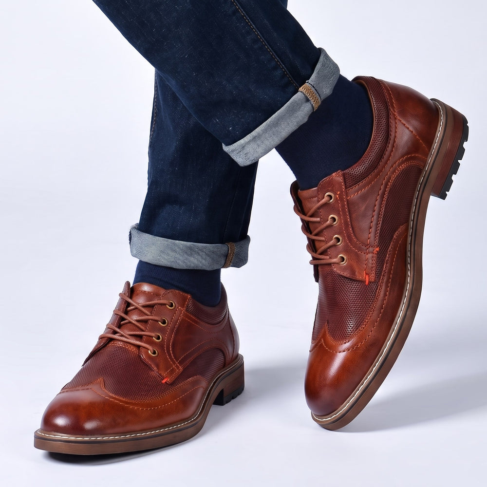 Men's Derby Shoes Padded Collar Treaded Sole Lace Up 2