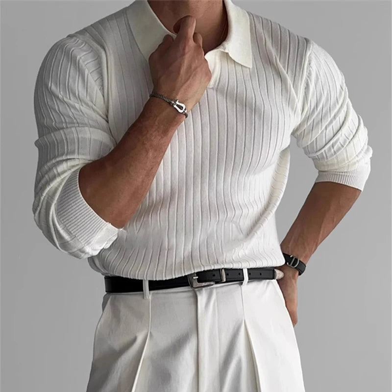 Men's Collared Polo Sweater Versatile Smart Casual Fit 2