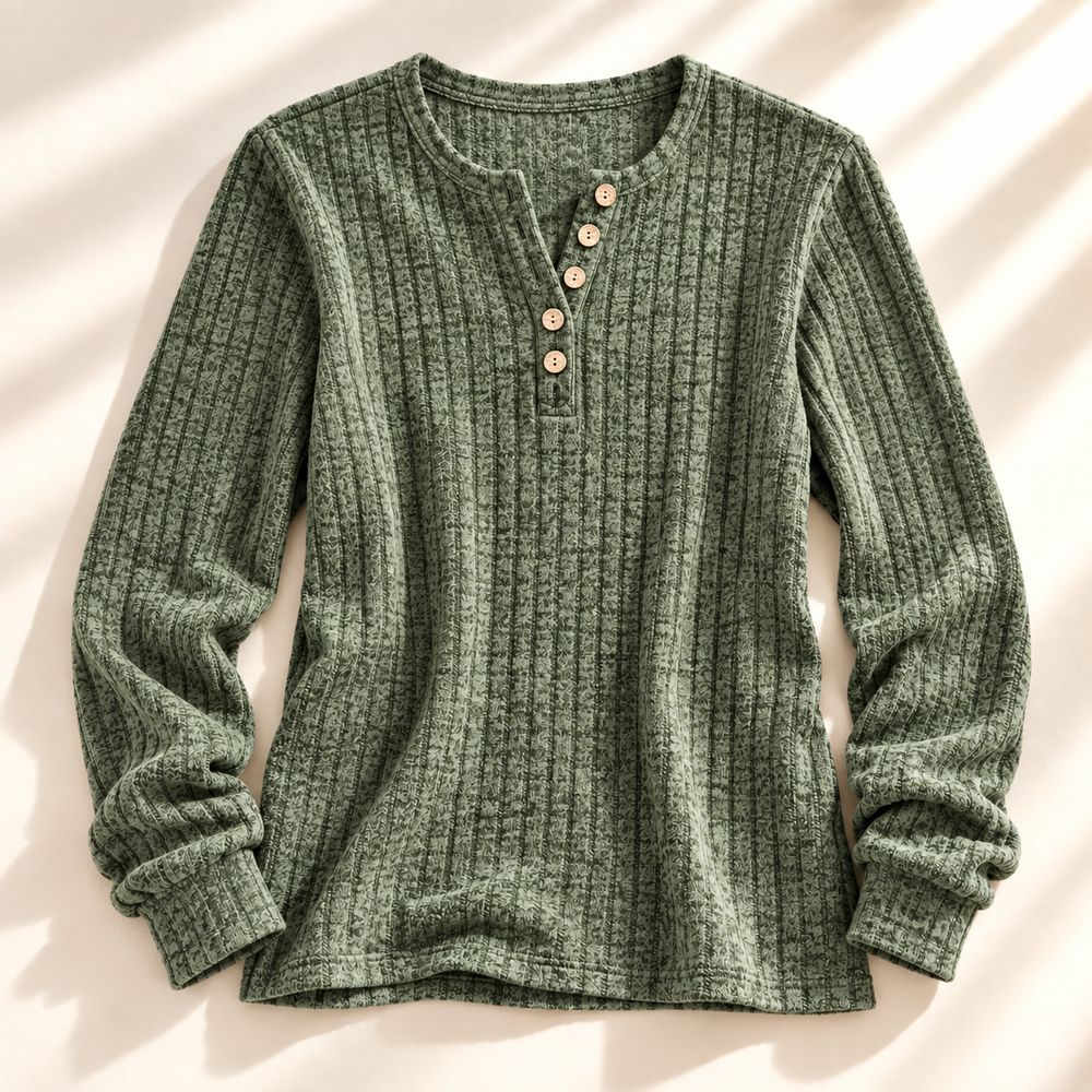 Men's Ribbed Henley Top | Soft & Cosy Knit 2