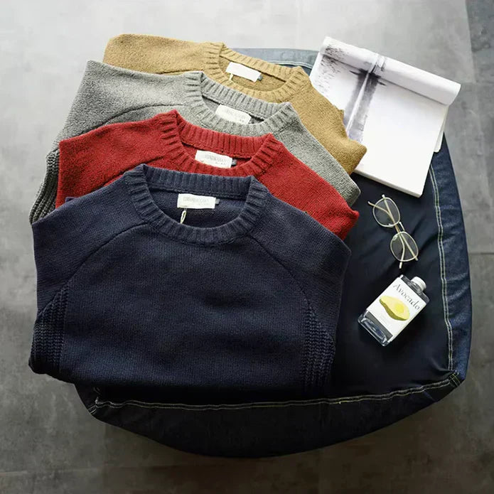 Men's Crew Neck Sweater | Elbow Patch & Ribbed Trim 2