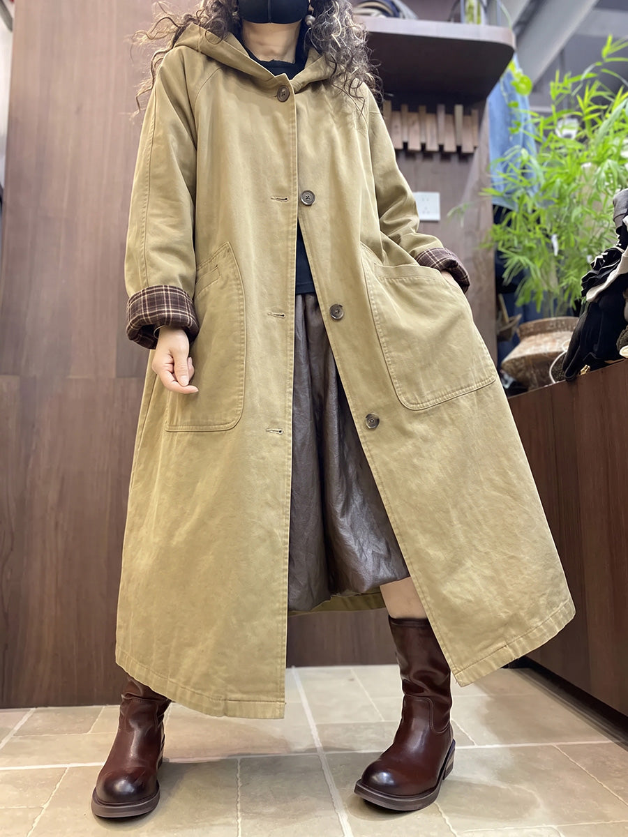 Women's Plus Size Hooded Coat | Single-Breasted & Artistic Design 2