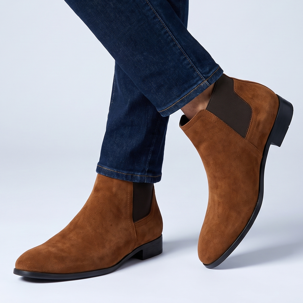 Men's Chelsea Boots Pull-On Stretch Panel Ankle Style 2
