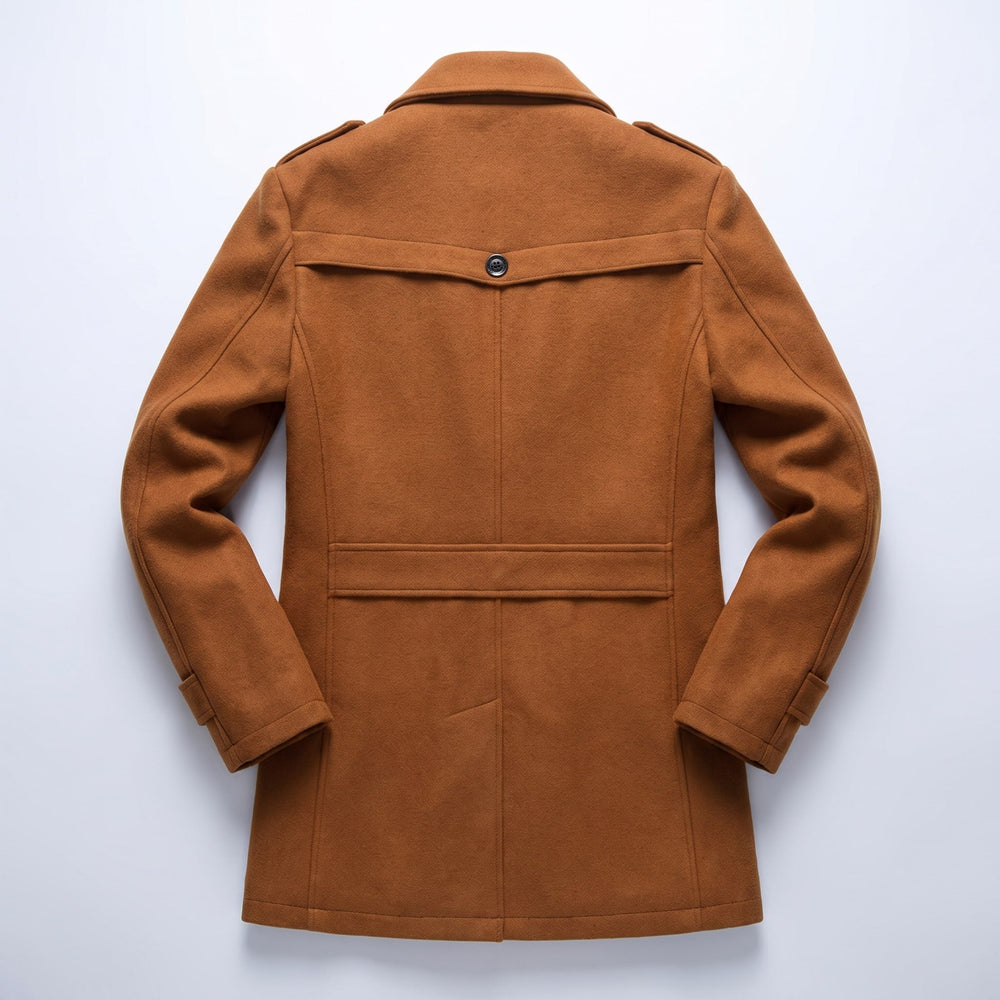 Women's Tailored Coat Raised Collar Longline Overcoat Pockets 2