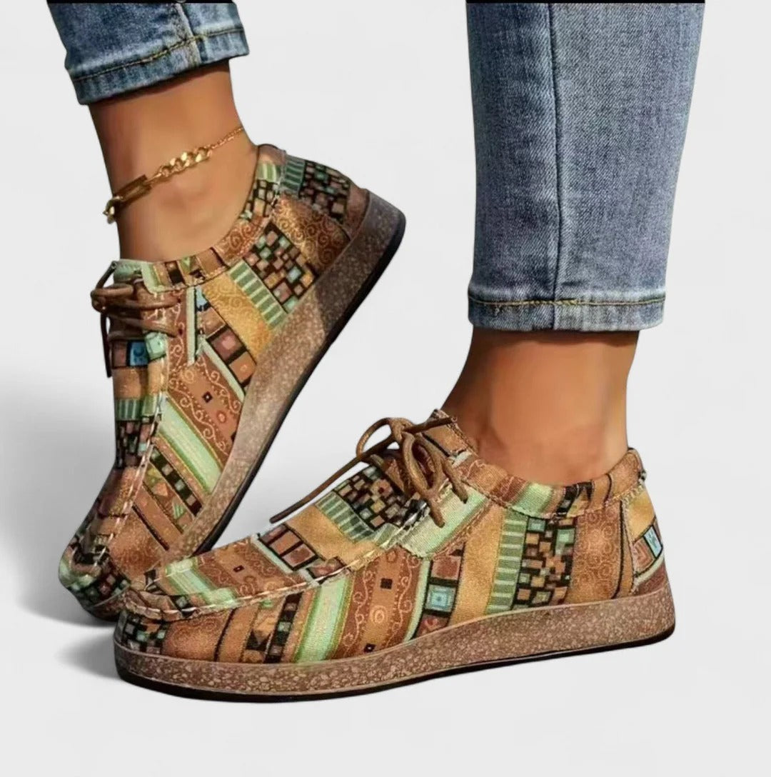 Dames Casual Sneakers – Artistiek Design met Comfortabele Zool Khaki / 36 - AIDA LENA