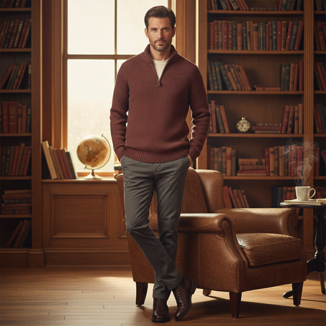 Men’s Soft Knit Cashmere Half Zip Sweater