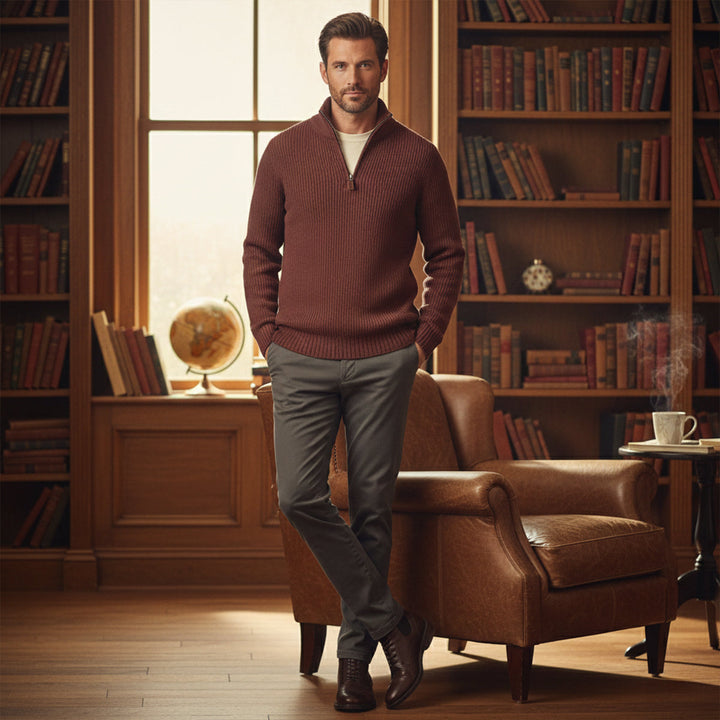 Men’s Soft Knit Cashmere Half Zip Sweater