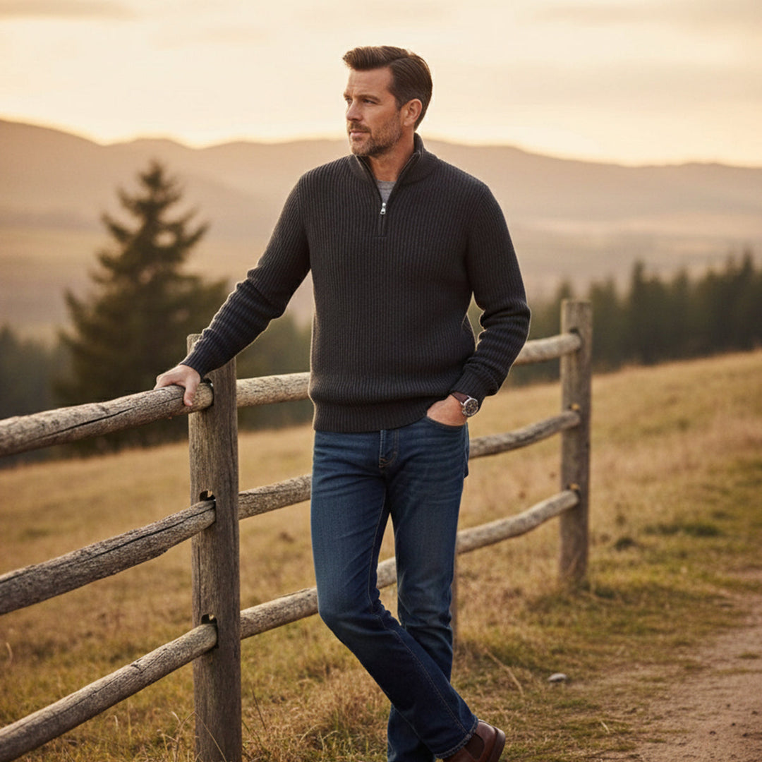 Men’s Soft Knit Cashmere Half Zip Sweater