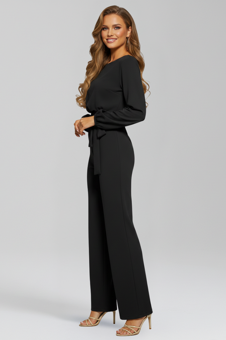 Rowena | Classic Fit Tie-Waist Round-Neck Jumpsuit