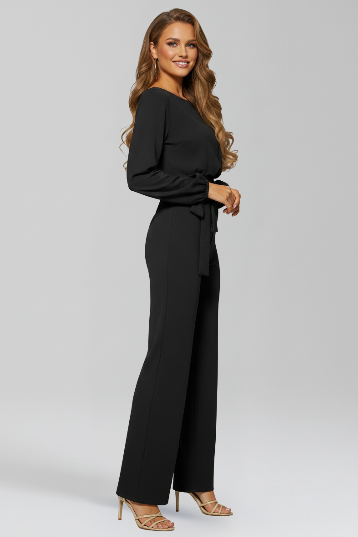 Rowena | Classic Fit Tie-Waist Round-Neck Jumpsuit