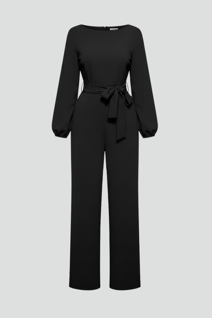 Rowena | Classic Fit Tie-Waist Round-Neck Jumpsuit