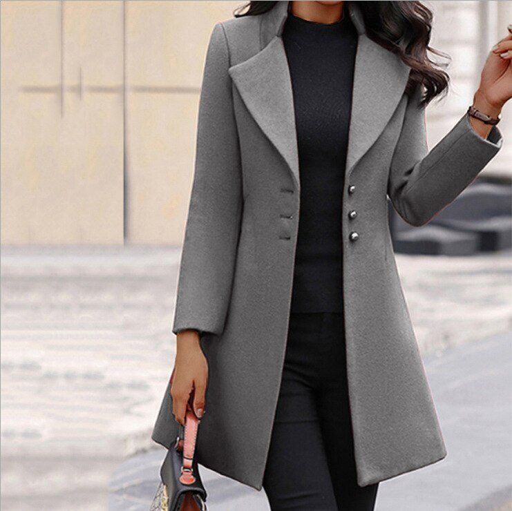 Women's Single Breasted Blazer Slim Fit Long Line Jacket 2